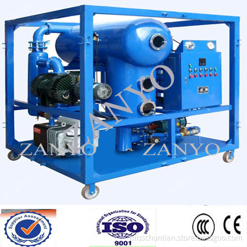 Single stage vacuum transformer oil filtration machine